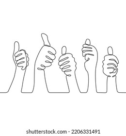 Five Thumb Continuous Line Drawing