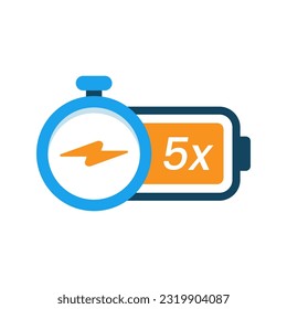 cinco veces más rápida ilustración de concepto de carga icono de diseño plano vector eps10