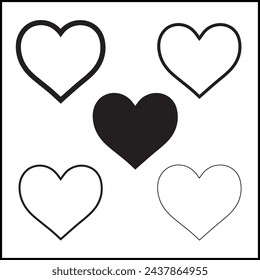 Cinco corazones de moda Diseño vectorial | Vector de corazón de silueta 