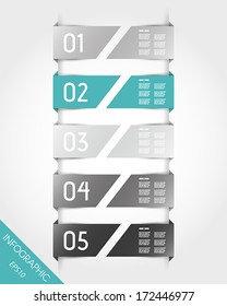 five turquoise half stickers. infographic concept.
