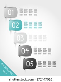 five turquoise stickers. infographic concept.