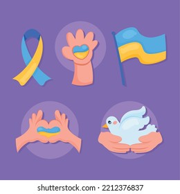 five ukraine no war icons