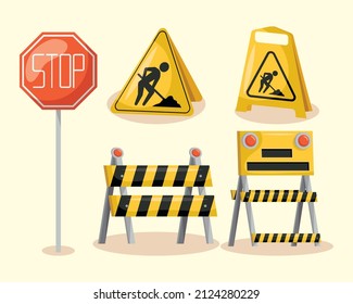 cinco iconos en conjunto de construcción
