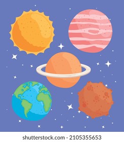 cinco iconos de universo y espacio