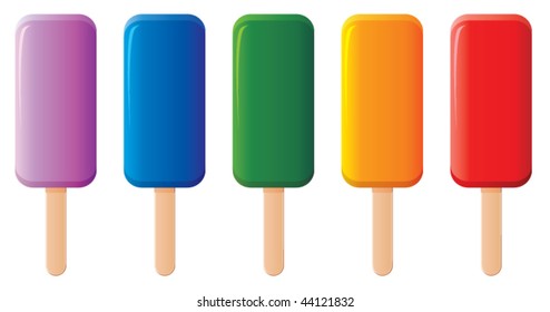 five vector colorful popsicles