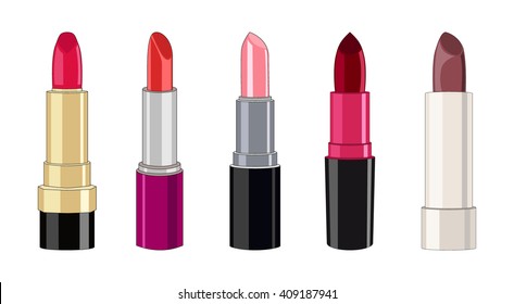 Five vector lipsticks.