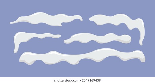 Five vector snow set with blue background.