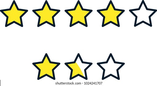 Five vector stars with different coloring. 