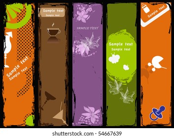 Five vertical banners
