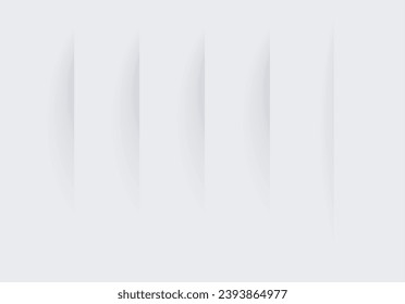 Five vertical stripes with shadows. Cuts in paper sheet. Vector realistic shadow forms. Abstract background. Template for design. EPS10.