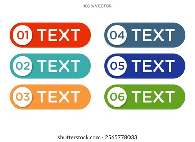 Five vibrant, numbered bullet points featuring example text, illustrating steps in a project 