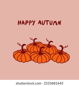 Five vibrant pumpkins arranged together on a soft background to celebrate the essence of autumn and the seasonal festivities