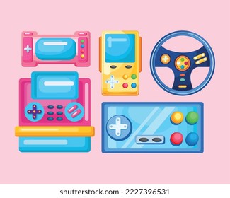 five video game set icons