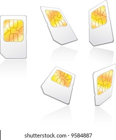 five views of a cellphone sim card