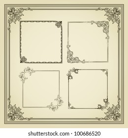 Five vintage frame in retro style