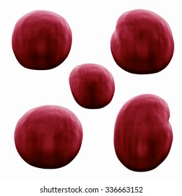 Five volume watercolor drops isolated on white background.