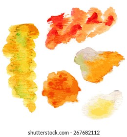 Five watercolor stains. Vector.