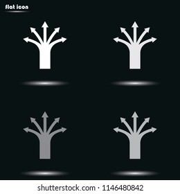 Five way arrow flat grayscale vector icon.