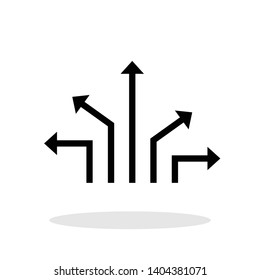 Five way arrows icon in trendy flat style. Road directions symbol for your web site design, logo, app, UI Vector EPS 10.