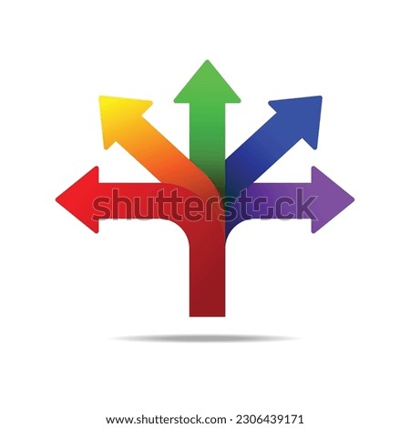Five way direction arrow icon isolated on background vector illustration.
