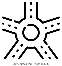 Five Way Intersection Icon Illustration, for UIUX, Infographic, etc
