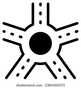 Five Way Intersection Icon Illustration, for UIUX, Infographic, etc