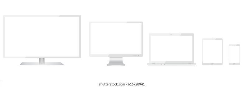 Five white technology devices - for stock