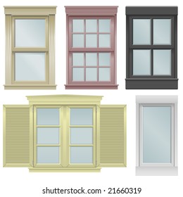 Five window vector illustrations