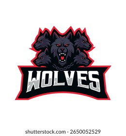 Five wolves mascot logo for sports and gaming team isolated White background