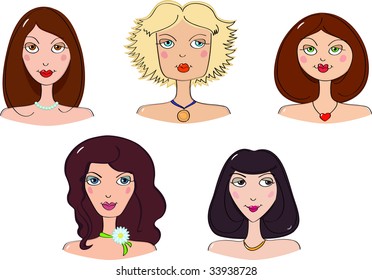 Five Woman's Face Shapes
