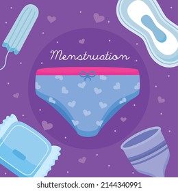 five women menstruation set icons