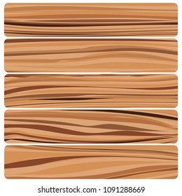 Five wooden boards. Vector abstract wood texture in flat design. 
