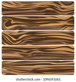 Five wooden boards. Vector abstract wood texture in flat design. 
