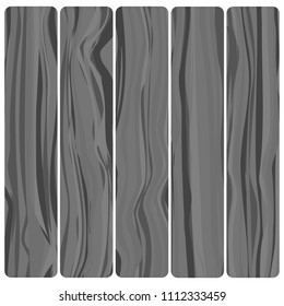Five wooden boards. Vector abstract wood texture in flat design. 