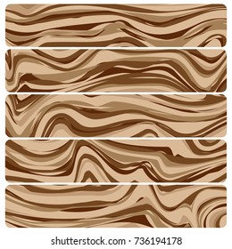 Five wooden boards. Vector abstract wood texture in flat design. 