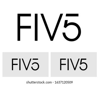 Five; Word Logo For Number. Five Letter With Five Figure Logo Design. Number Names Typography.  Text Logo Studies For All Numbers.