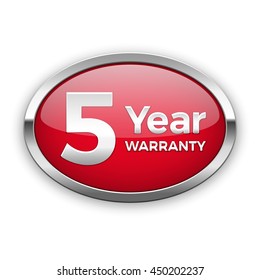 Five  year warranty silver badge, vector