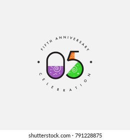 Five years, 5th Anniversary Celebration Logo Design, Number 5 Icon Vector Template.