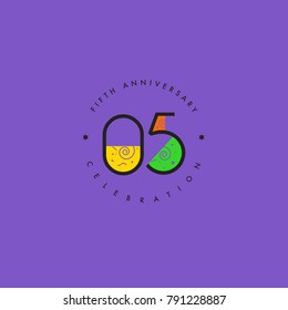 Five years, 5th Anniversary Celebration Logo Design, Number 5 Icon Vector Template.
