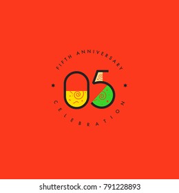 Five years, 5th Anniversary Celebration Logo Design, Number 5 Icon Vector Template.