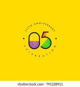 Five years, 5th Anniversary Celebration Logo Design, Number 5 Icon Vector Template.