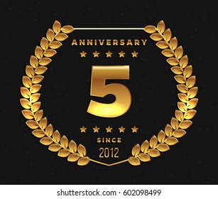Five years anniversary banner. 5th anniversary logo. Vector illustration.