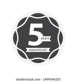 five years anniversary celebration logotype gray and white colored