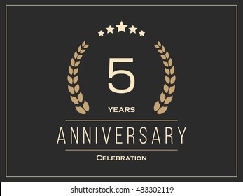 Five years anniversary celebration logotype. 5th anniversary logo. Vector illustration.