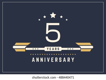 Five years anniversary celebration logotype. 5th anniversary logo. Vector illustration.