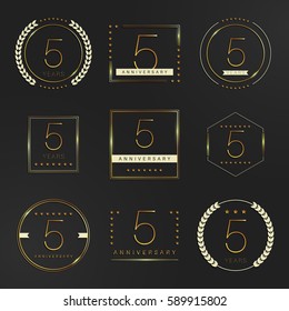 Five years anniversary celebration logotype. 5th anniversary logo collection.