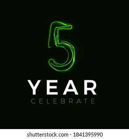 Five Years celebrate poster for party. 5 years sign. Fifth birthday celebrate. Number for Halloween. Vector illustration