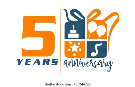 Five Years Gift Box Ribbon Anniversary 