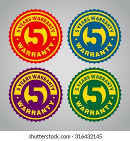 Tarjeta de garantía de cinco años. Diferentes colores