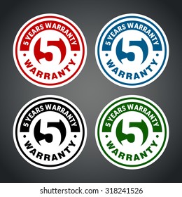 Five years warranty badge. Different colors